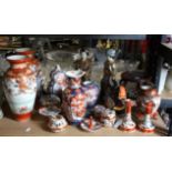 Collection of Japanese ceramics, including a pair of vases, 30cm high, a pair of figures,