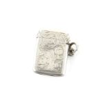 Victorian bright cut silver vesta case Birmingham 1899