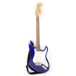 Squier Strat electric guitar, by Fender, in blue, serial number ICS09075557 To be sold on behalf of