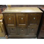 Oak cabinet with six drawers (locked), H104 W102 D46 cm