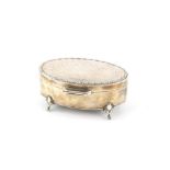 Oval form silver trinket/jewellery box set on four feet Birmingham 1912