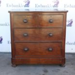 Victorian mahogany chest of two short and two long drawers on pad feet, H99 W100 D51 cm