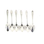 Scottish Georgian silver feather edge set of six spoons by Alexander Zeigher cir 1790