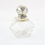 Large Victorian 12 sided silver topped perfume bottle, London 1893