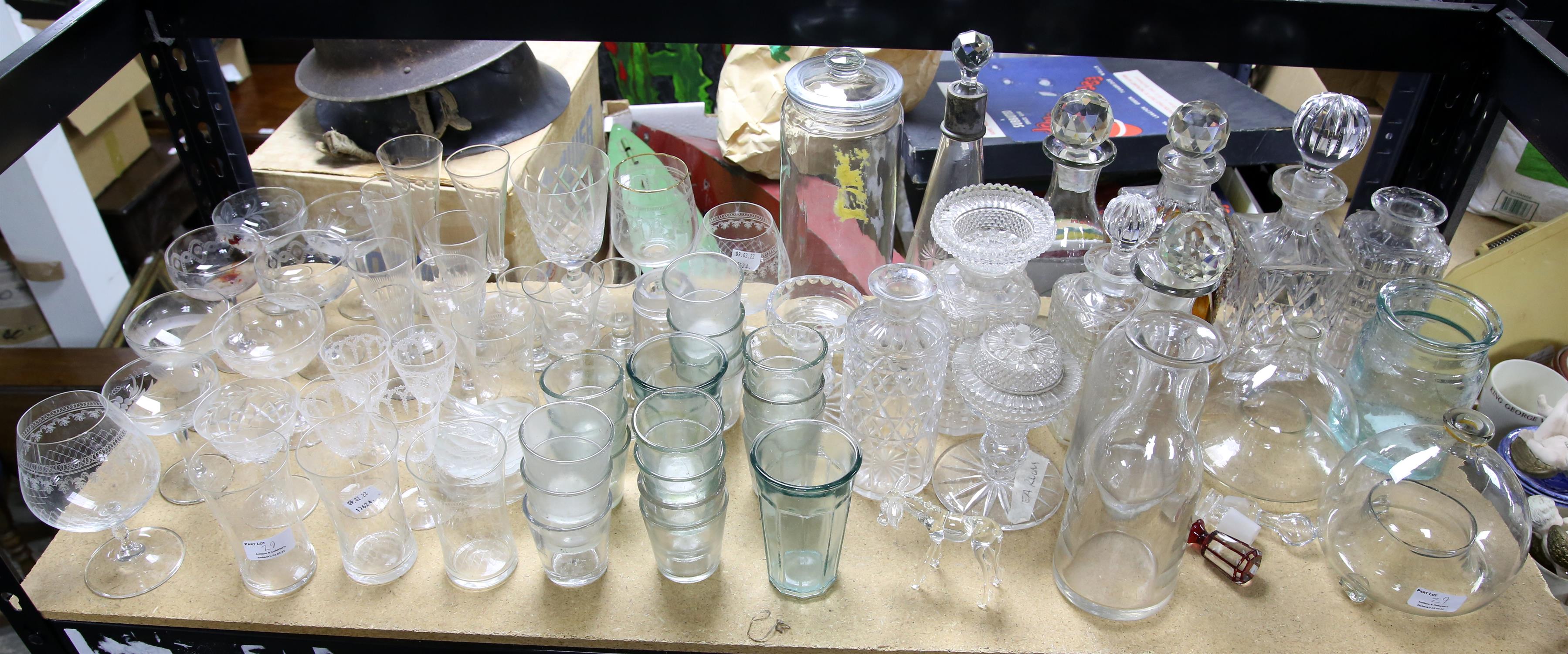 Various drinking glasses, decanters and other glassware Purchased for the production of the second