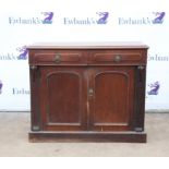 19th century mahogany sideboard with two drawers over panelled doors on plinth base,