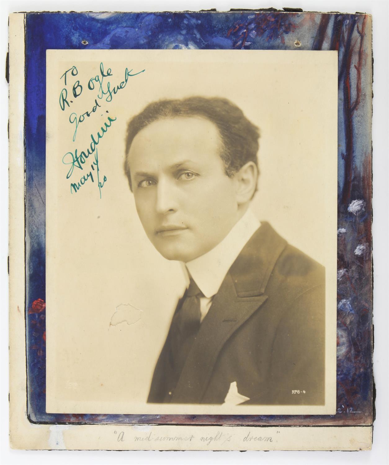 Harry Houdini (1874-1926) Hungarian-American Magician & Escapologist. Vintage hand signed photo 'To
