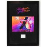 Michael Jackson - An original autograph in black ink, framed in a presentation laser cut display,