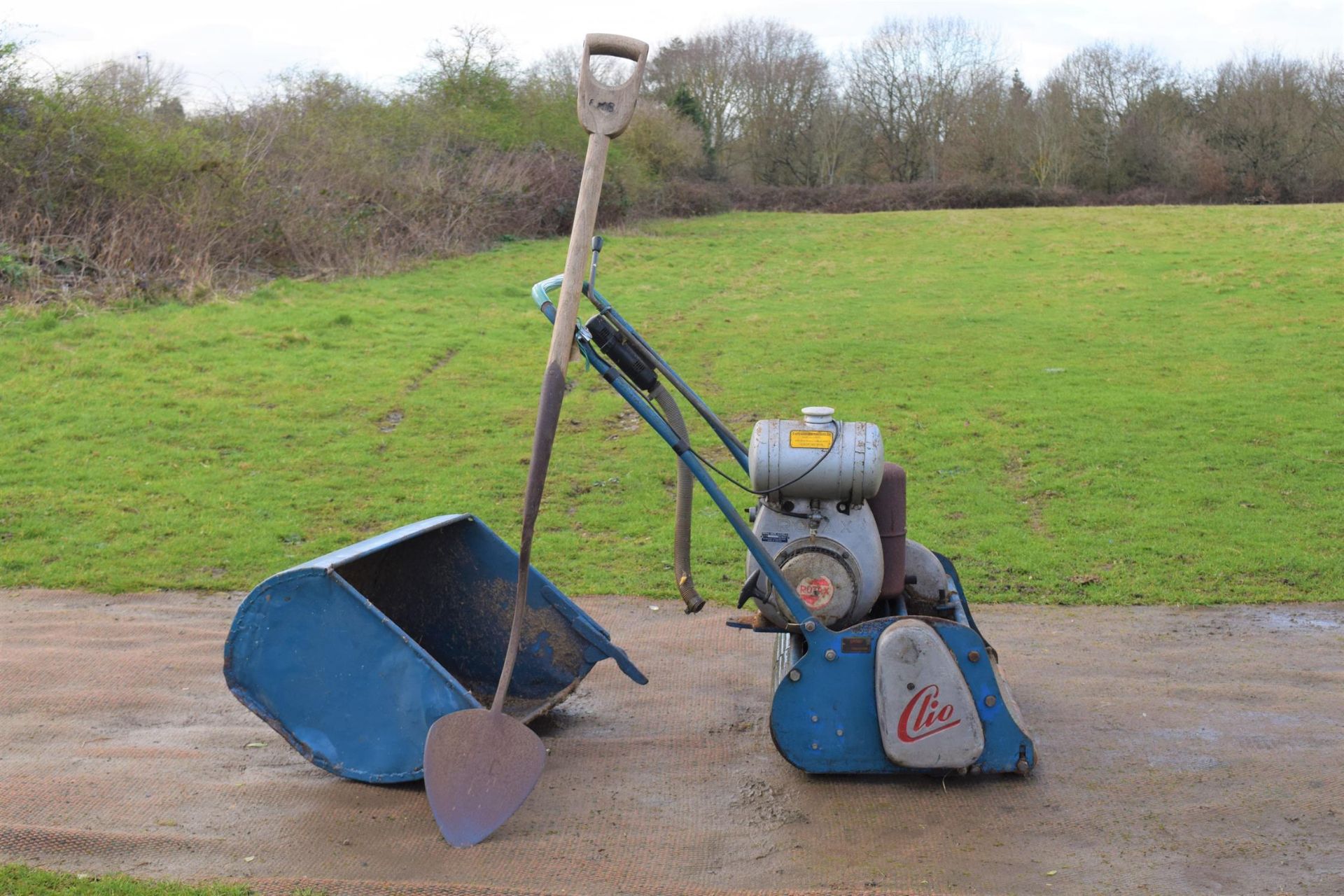 'Clio' push lawn mower (untested) & vintage turf lifter Late John Crittall Collection,