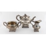 Victorian cast silver teapot with foliate scrolls, by Charles Reily & George Storer, London 1842,