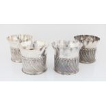 Set of four Victorian silver cachepots, by William Comyns, inscribed Buzz from Curley Feb 92,