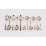 Five Victorian silver apostle teaspoons, by Walker & Hall, Sheffield, 1884 and six other teaspoons,
