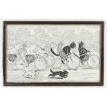 After Louis Wain (English, 1860-1939), set of four framed and glazed prints depicting