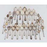 Mixed lot of silver spoons to include George 1st table spoon by Benjamin Cartwright III London