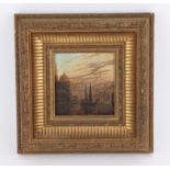 Venetian oil landscape, oil on panel, 10 cms x 9.5 cms