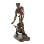 After, George de Chemellier,(1835 - 1907) late 19th Century French patinated bronze of a clown