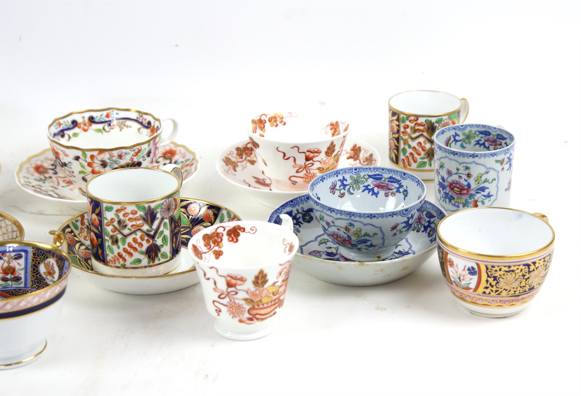 Eight 19th century and later Spode Trios, each with two cups and a saucer, eight pieces marked - Image 3 of 3