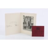 H.M Queen Elizabeth II and H.R.H Prince Philip. Christmas greetings card from 1952 signed by both