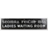 Galic/English Ladies Waiting Room enamel sign, 22 x 92.5cm.