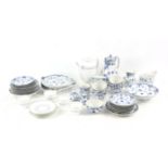 Royal Copenhagen Blue Onion pattern table wares, including tea cups and saucers, hot water pot,