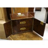 Mid 19th century burr walnut and brass bound humidor, of rectangular form with inset brass handle,