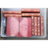 Large collection of leather-bound books of speeches by writers such as the Earl of Beaconsfield,