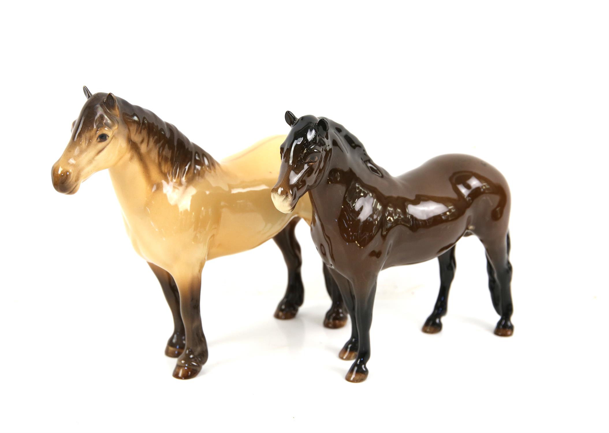 Beswick Highland pony and a Beswick Exmoor pony