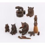 Nine late 19th/early 20th century small Black Forest bear carvings various, PROVENANCE; A