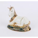 Royal Crown Derby unicorn paperweight made for Goviers to celebrate the Millenium,