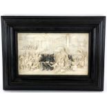 19th century ivory panel, carved in high relief, possibly Dieppe, depicting a Classical parade of