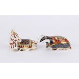 Two Royal Crown Derby paperweights, Badger and donkey in original boxes PROVENANCE; A collection of