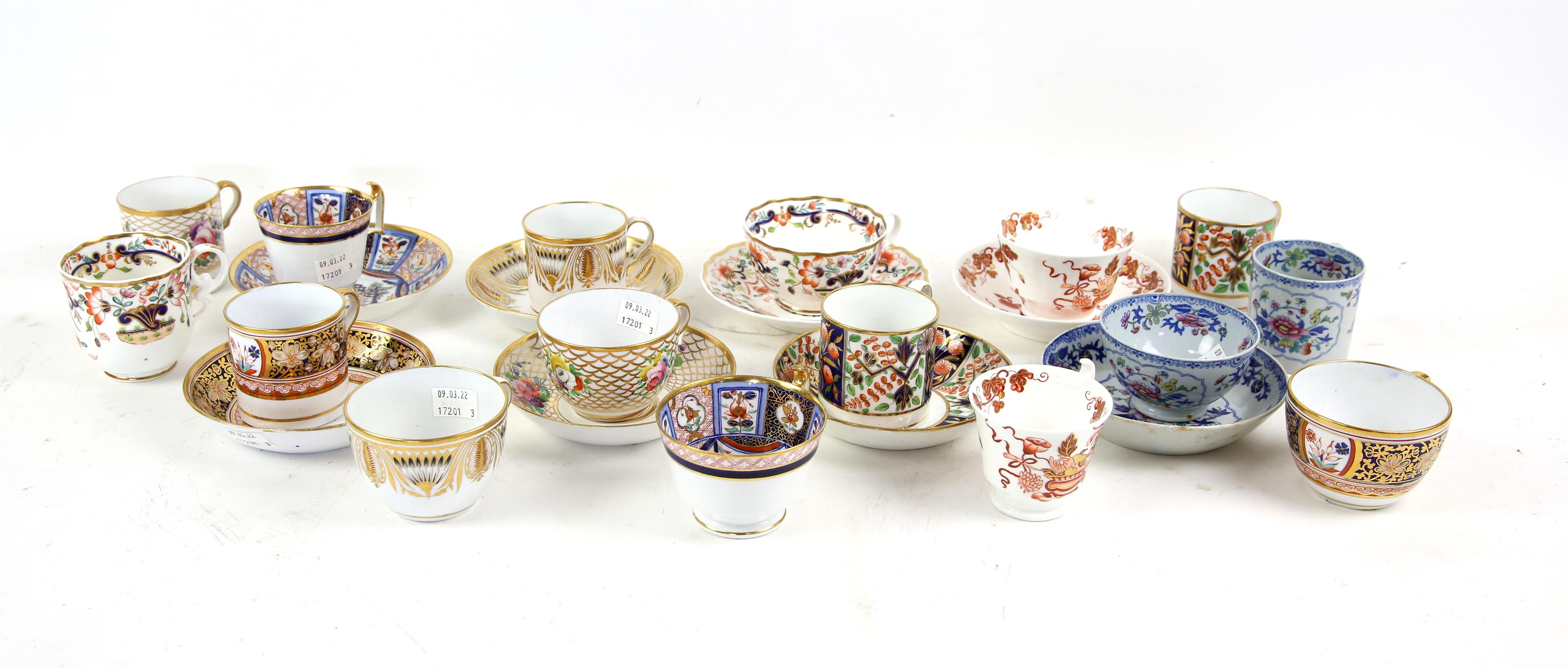 Eight 19th century and later Spode Trios, each with two cups and a saucer, eight pieces marked