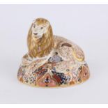 Royal Crown Derby Nemean Lion paperweight, silver stopper, with box., 18 cms x 14 cms