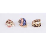 Three Royal Crown Derby paperweights, tortoise, frog and a snail, PROVENANCE; A collection of Royal