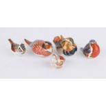 Six various Royal Crown Derby paperweights of birds PROVENANCE; A collection of Royal Crown Derby