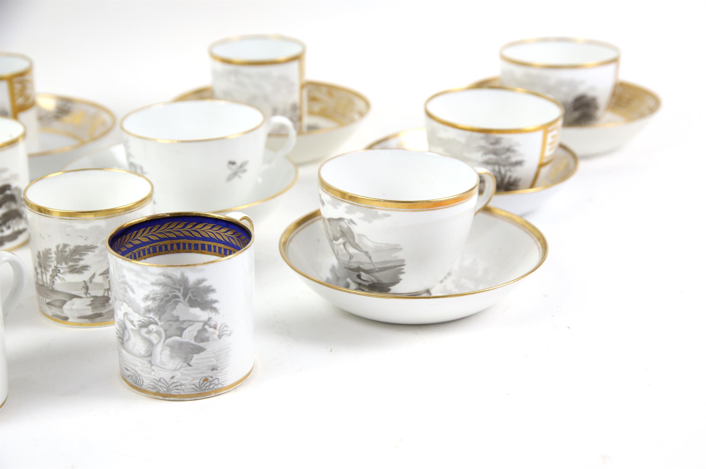 Eight Spode bat printed tea cups and saucers, another two bat printed coffee cans and saucers, - Image 2 of 4