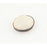 Shell and white metal mounted snuff box, 7cm wide,