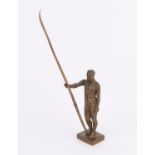 Twentieth-century bronze sculpture in the form of a rower holding an oar, height of figure