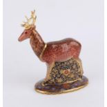 Royal Crown Derby paperweight, Heraldic Derbyshire Stag, the second in a pair of paperweights