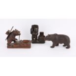 Late 19th/early 20th century carved bear, 20cms and two other carvings with bears PROVENANCE; A