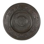 Late 19th century cast iron zodiac wall plaque (July -December) after August Kitschelt Dia 53cm