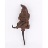 Late 19th /early 20th century Black Forest novelty coat hooks in the form of a gnome in a pointed