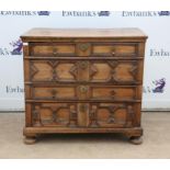 AMENDED DESCRIPTION 17th century and later walnut chest of drawers, with panelled front of four