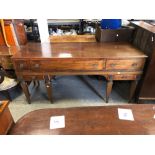 19th century crossbanded mahogany sideboard, converted from a spinet, the three drawers over square