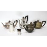 Selection of silver plated tea pots, coffee pot and other pieces