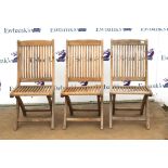 Three teak folding garden dining chairs by Heal’s