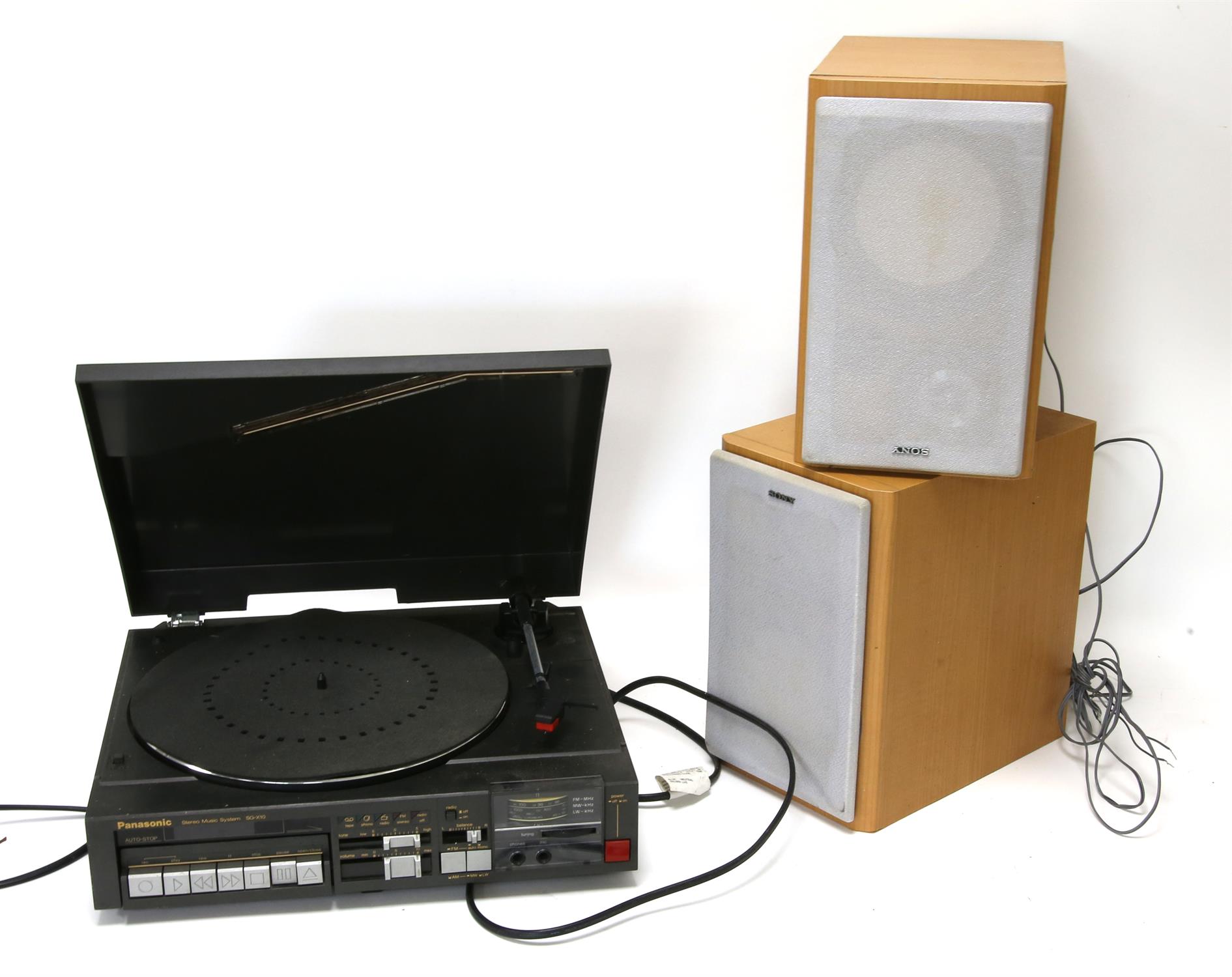 Ion USB turntable, a Panasonic stereo automatic turntable, a pair of Sony speakers, - Image 2 of 2