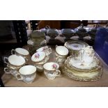Crown Staffordshire gilt part tea service, for twelve place settings, with two serving dishes and