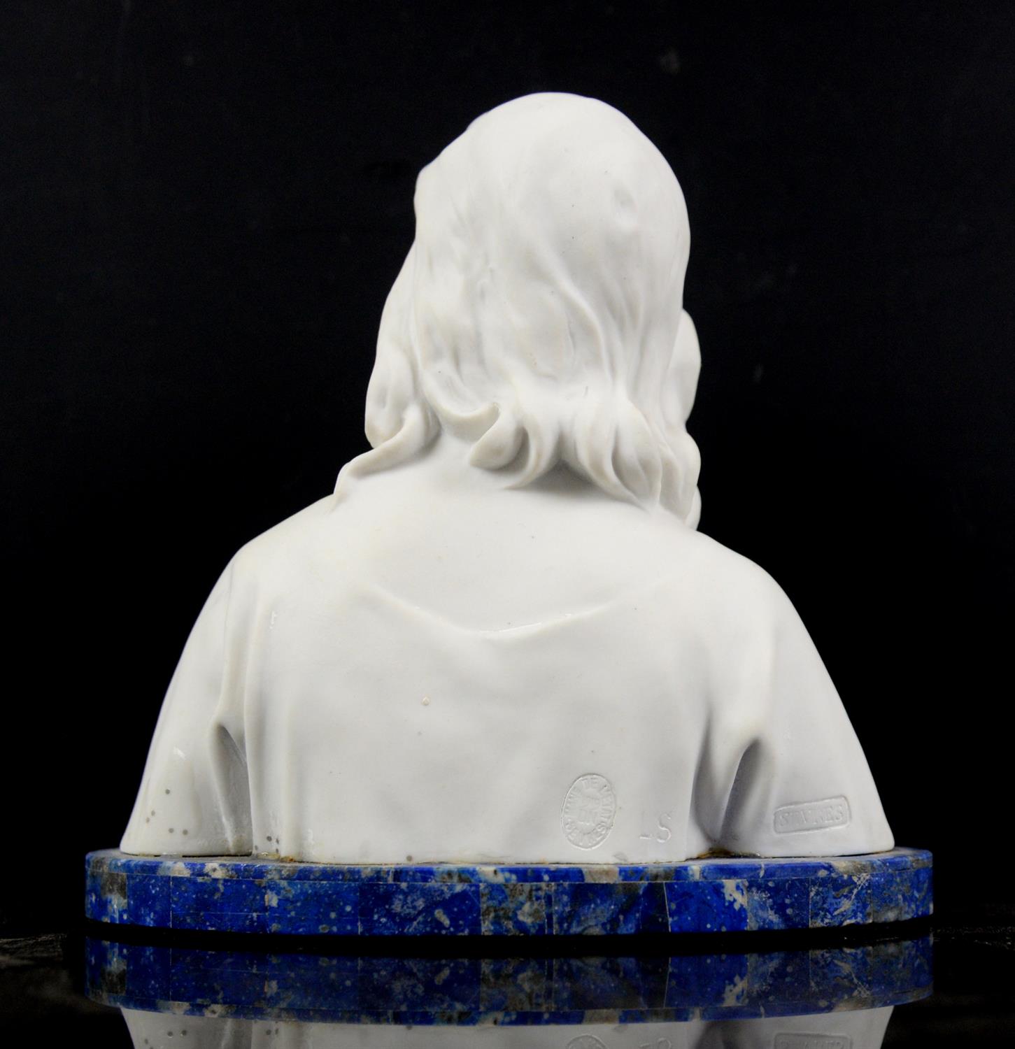 Early 20th century Sevres bisque porcelain bust of a young girl, impressed mark and initials LS, - Image 2 of 3