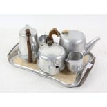 Six piece Picquot ware tea and coffee service, including a tray